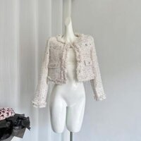 Áo khoác dạ tweet màu trắng cao cấp