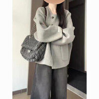 Áo Khoác Dạ Vải Cao Cấp Phong Cách Đại Học Mùa Thu Đông Áo Khoác Dáng Ngắn Dáng Nhỏ Mẫu Mới