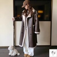 Áo khoác dài cỡ lớn, áo khoác chống lạnh ấm, áo khoác, áo khoác, áo khoác lông mỏng, áo khoác lông cừu dày dặn dài rộng rãi phong cách Hàn, áo khoác da PU mẫu mới mùa đông 2025 Nữ, Áo khoác bông nữ mùa đông
