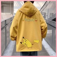 Áo khoác dài tay bỏ túi Quái vật Pikachu Charmander Bulbasaur Squirtle Psyduck Mewtwo Hoạt hình Pikachu Áo khoác có mũ trùm đầu Nam Xuân Thu ins Hợp thời trang dáng rộng Kích thước lớn Mặc ngoài Áo khoác thường ngày phù hợp