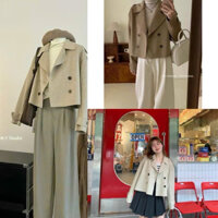 Áo khoác dáng lửng cổ vest chất dạ ép hàng QCCC