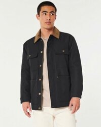 Áo khoác dáng Parka 4 túi Hollister đen cao cấp