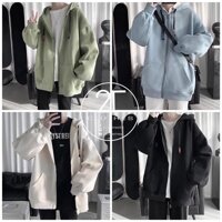 Áo khoác dây kéo nỉ lót bông Trơn unisex - Đen,L