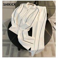 Áo khoác dây kéo SHIKICK, Bộ hai mảnh ấm cúng đầy đủ tay, Bộ quần thường ngày đa năng