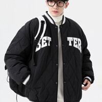 Áo khoác đệm bé trai mùa đông cộng với nhung dày cổ đứng có đệm áo khoác mùa đông cặp đôi sang trọng Nhật Bản phong cách Hồng Kông bánh mì phù hợp với