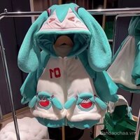 Áo khoác đệm bông Áo khoác Hatsune Miku Áo khoác 2024 dày dặn cho bé gái quần áo mùa đông mẫu mới Áo khoác đệm ấm áp hoạt hình cho bé