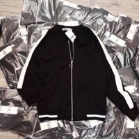 Áo khoác đen chất uni sọc trắng siêu cá tính