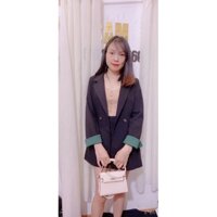 áo khoác đen tay phối xanh điệu đà