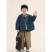 Áo khoác denim cho bé trai mùa xuân phong cách Hàn Quốc tay cánh dơi cổ tròn