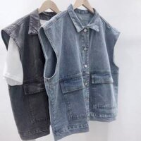 Áo khoác Denim dáng rộng đơn giản phong cách Hàn Quốc dành cho nữ Áo khoác jean ngắn