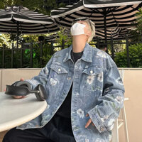 Áo khoác Denim hoa CGF, áo khoác cổ điển Mỹ thời trang