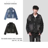 Áo Khoác Denim Jacket Jeans Xé Rách Unisex  2 Colors Wash