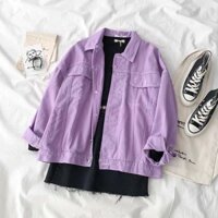 ÁO KHOÁC DENIM JACKET MÀU TÍM PASTEL CHẤT DÀY DẶN FORM CHUẨN HÀNG TAOBAO QUẢNG CHÂU