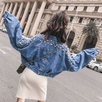 Áo khoác denim ngắn tay cánh dơi phong cách Hàn Quốc mới mùa xuân và mùa thu cho nữ sinh thời trang