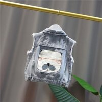 Áo Khoác Denim Sát Nách Mềm Mại Thời Trang Xuân Thu Cho Bé Trai