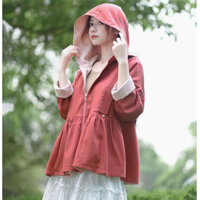 Áo Khoác Đi Nắng 2 mặt form Babydoll, tay dài, nón rộng, dễ thương, nữ tính