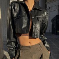 Áo khoác đi xe máy đường phố kiểu Mỹ Jiashucheng áo da Jacket dài tay mẫu ngắn mùa thu cho nữ áo gió dễ phối