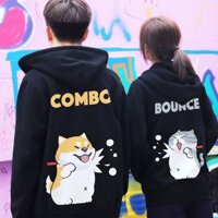 Áo Khoác đôi Hoodie Nam Nữ  Nỉ Bông Form Rộng Unisex Ullzang In Hình Cún và Mèo ngộ nghĩnh