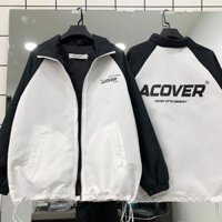 Áo Khoác Dù 2 lớp Form Rộng ACOVER màu TRẮNG Nam Nữ Unisex Áo Jacket dây kéo Ulzzang - Trắng,XL