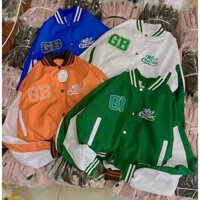 Áo khoác dù 2 lớp kiểu dáng bomber cánh dơi phối nút form rộng cực đẹp in chữ GB - TRẮNG - SIZE M