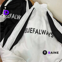 Áo Khoác Dù BELIEF Always Unisex Nam Nữ Chất Dù 2 Lớp Mát KD16, Áo Khoác Bomber Cổ Đứng Form Rộng Phối Tay In Chữ Baine