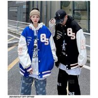 ÁO KHOÁC DÙ BOMBER 2 LỚP THÊU HOẠ TIẾT KIỂU BÓNG CHÀY FORM RỘNG UNISEX NAM NỮ,ÁO CARDIGAN VIỀN PHỐI MÀU CỰC ĐẸP - Đen - L