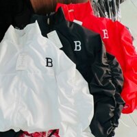 áo khoác dù cách dơi 2 lớp lót dù logo thêu chữ B tay thun nhúng có dây rút lai, áo khoác lửng croptop nữ - ĐỎ - FREESIZE dưới 65kg