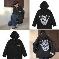 Áo Khoác Dù FASHION 2 Lớp In Con Sói Trắng HADES Chống Nắng Tránh Mưa Cho Nam Và Nữ - L