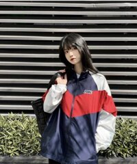 Áo Khoác Dù Gió 2 Lớp Nam Nữ 7ZIA Phối Đỏ Xanh , Form Rộng Phối Màu Unisex Cực Xịn Giá Tốt - ĐEN - M