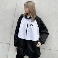 ÁO KHOÁC DÙ GIÓ NAM NỮ PHỐI MÀU ĐEN TRẮNG , ÁO KHOÁC DÙ KHÓA KÉO UNISEX FORM RỘNG 7ZIA - 40 - 65KG