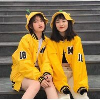Áo Khoác Dù Hai Lớp Unisex, Áo Khoác Bomber MC Form Rộng 2 Màu Vàng Đen Nam Nữ Ulzzang, Labibi - Vàng