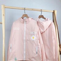 Áo khoác dù in hoa cúc nam nữ - Hồng,XL