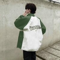 áo khoác dù MIDSIDE - áo khoác cặp đôi - Trắng xanh lá,L dưới 60kg