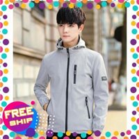 ÁO KHOÁC DÙ NAM 2 LỚP CÓ NÓN CAO CẤP AKD28-XÁM cao cấp