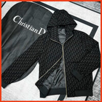 Áo Khoác Dù Nam , Áo Gió Dior 2 Lớp Vân Nhung Mũ Trùm Hoodie Cao Cấp M02