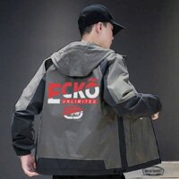 ÁO KHOÁC DÙ NAM CÓ NÓN DÂY KÉO IN TÊ GIÁC ECKO - ND MENSWEAR