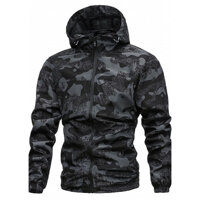 Áo khoác dù nam có nón kiểu rằn ri kiểu lính - L - Xám Đậm