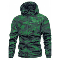 Áo khoác dù nam có nón kiểu rằn ri kiểu lính - L - Xanh Rêu