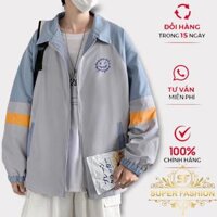 Áo khoác Dù Nam Fashion 2 Lớp Lót Dù Mền Mịn Phối Sọc Tay Vàng Cao Cấp - xám - XL