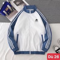 Áo khoác dù nam màu trắng xanh 3 sọc chất liệu dù gió 2 lớp cao cấp dáng from bóng chày bomber đẹp ADOSHOP6 mẫu mới - Hà