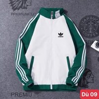 Áo khoác dù nam màu trắng xanh 3 sọc chất liệu dù gió 2 lớp cao cấp dáng from bóng chày bomber đẹp ADOSHOP09 mẫu mới - H