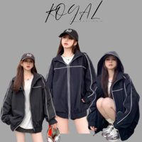 ÁO KHOÁC DÙ NAM NỮ ĐEN PHỐI SỌC TRẮNG CÓ NÓN CÁ TÍNH DỄ THƯƠNG ROYAL FASHION, CÓ HÌNH THẬT Ở CUỐI
