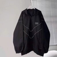 Áo khoác dù nam nữ unisex 2 lớp dày dặn full zip phối sọc PHÁT SÁNG DẠ QUANG cực đẹp mẫu mới 2024, áo khoác cặp đôi, áo nhóm - ĐEN - M