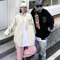 Áo khoác dù nam nữ unisex thiết kế sọc caro phối nút chữ U chất dù 2 LỚP form rộng đẹp - KEM - M