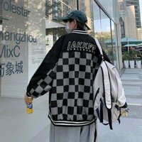 Áo khoác dù nam nữ unisex thiết kế sọc caro phối nút chữ U chất dù 2 LỚP form rộng đẹp - ĐEN - SIZE XL