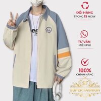 Áo khoác Dù Nam Super Fashion 2 Lớp Lót Dù Mền Mịn Phối Sọc Tay Vàng Cao Cấp