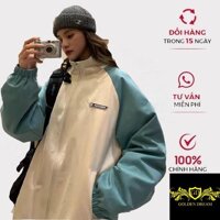 Áo Khoác Dù Nữ Cổ Cao GOLDEN DREAM Phối 2 màu Cá Tính Phong Cách Teen Năng Động Mr.P - Xanh - L