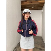 Áo Khoác Dù Nữ Form Rộng Có Nón Chống Nắng Phối Sọc Dáng Lửng - NGỌC HÂN CLOTHER