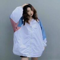 Áo khoác dù nữ nam Jacket 2 Lớp, Áo khoác gió Ulzzang Bomber Unisex SENAVA - TRẮNG XANH - L