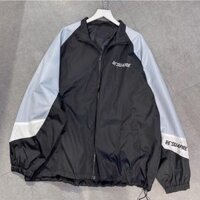 Áo khoác dù nữ nam Jacket 2 Lớp, Áo khoác gió bomber Unisex SENAVA - ĐEN tay trắng xanh - XL dưới 68kg